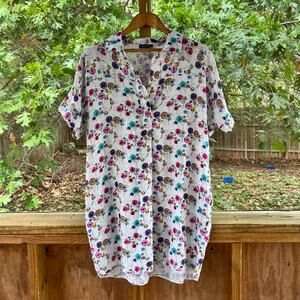 APNY Apparel NY Women's Vintage 100% Linen Colorful Shirt Dress Size XXL